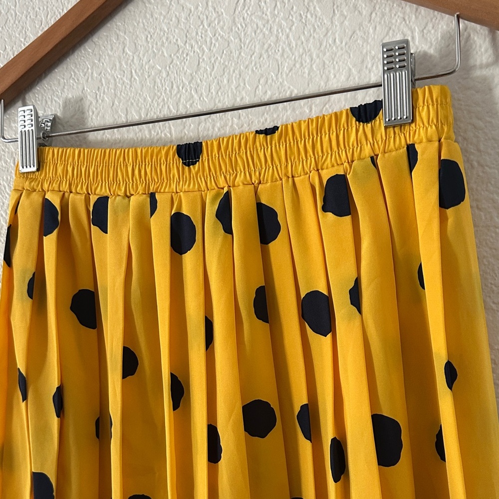VINTAGE Russ Yellow Polka Dot Pleated Skirt sz 8 - Picture 3 of 5